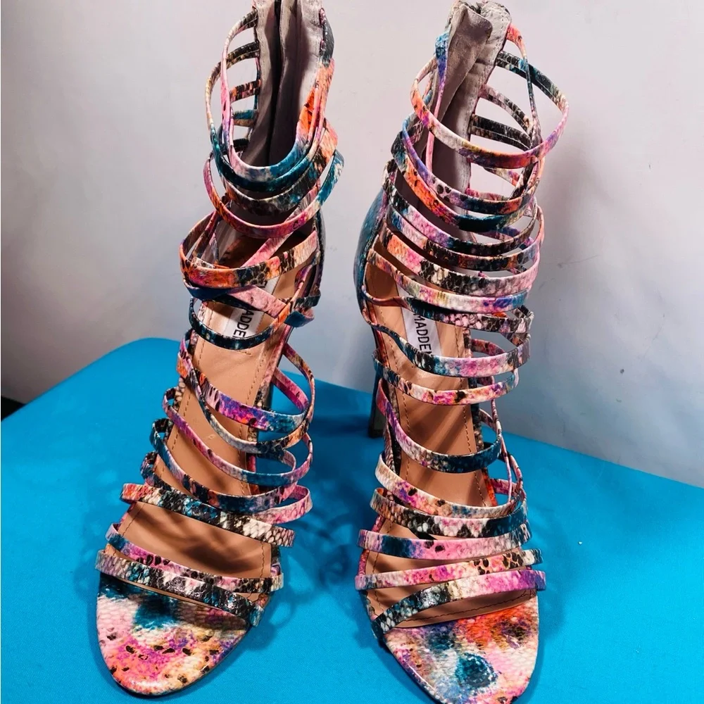 Steve Madden Multicolor Strappy Heels - Picture 3 of 8
